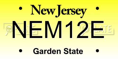 NEM12E New Jersey License Plate