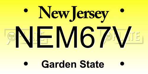NEM67V New Jersey License Plate