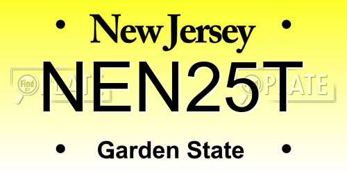 NEN25T New Jersey License Plate