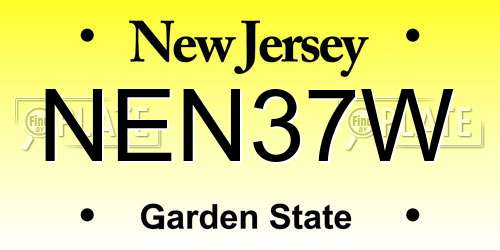 NEN37W New Jersey License Plate