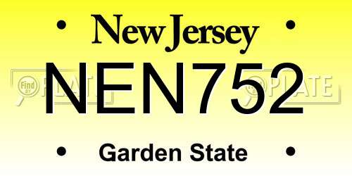 NEN752 New Jersey License Plate