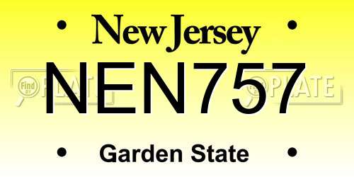 NEN757 New Jersey License Plate