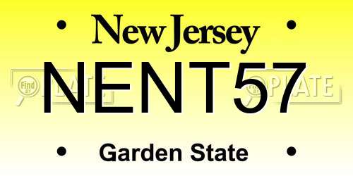 NENT57 New Jersey License Plate