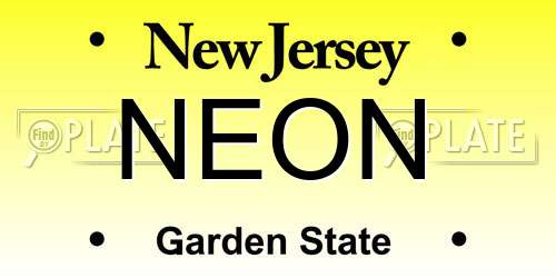 NEON New Jersey License Plate