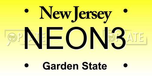 NEON3 New Jersey License Plate