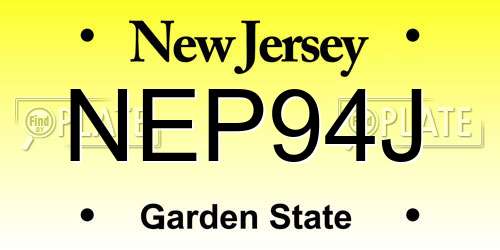 NEP94J New Jersey License Plate
