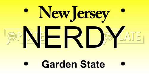 NERDY New Jersey License Plate