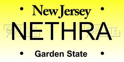 NETHRA New Jersey License Plate