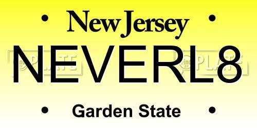 NEVERL8 New Jersey License Plate