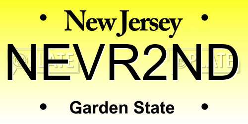 NEVR2ND New Jersey License Plate