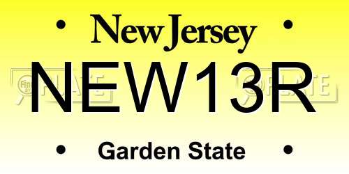 NEW13R New Jersey License Plate