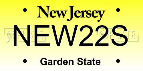 NEW22S New Jersey License Plate
