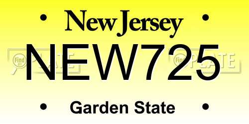 NEW725 New Jersey License Plate