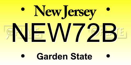 NEW72B New Jersey License Plate