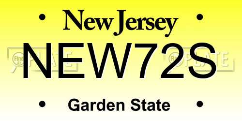 NEW72S New Jersey License Plate