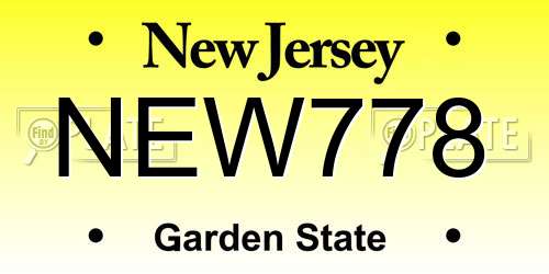 NEW778 New Jersey License Plate