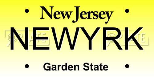 NEWYRK New Jersey License Plate