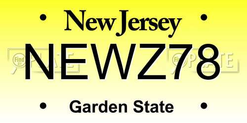 NEWZ78 New Jersey License Plate