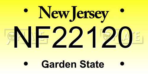 NF22120 New Jersey License Plate