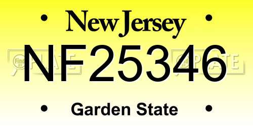 NF25346 New Jersey License Plate
