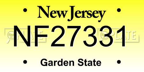 NF27331 New Jersey License Plate