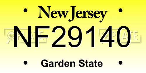 NF29140 New Jersey License Plate