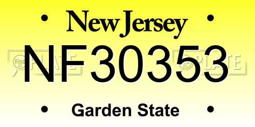 NF30353 New Jersey License Plate