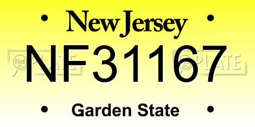 NF31167 New Jersey License Plate