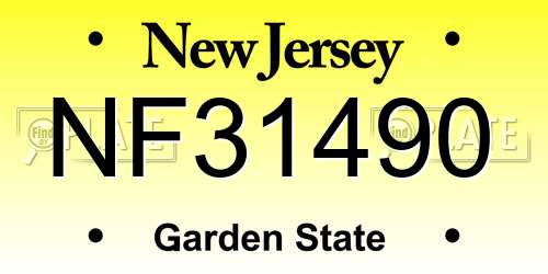 NF31490 New Jersey License Plate