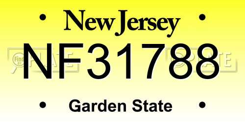 NF31788 New Jersey License Plate