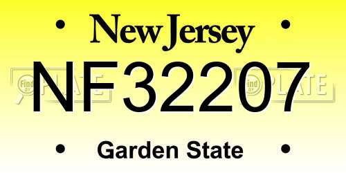 NF32207 New Jersey License Plate