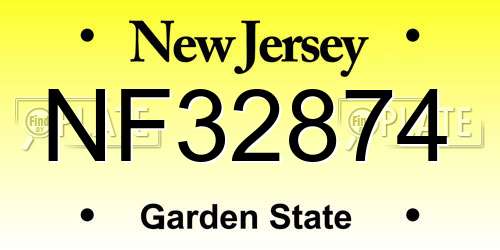 NF32874 New Jersey License Plate