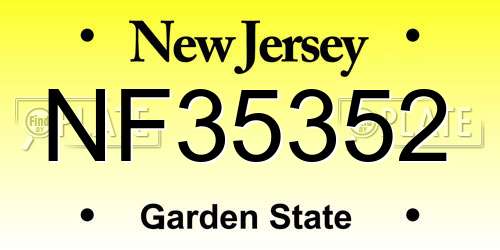 NF35352 New Jersey License Plate