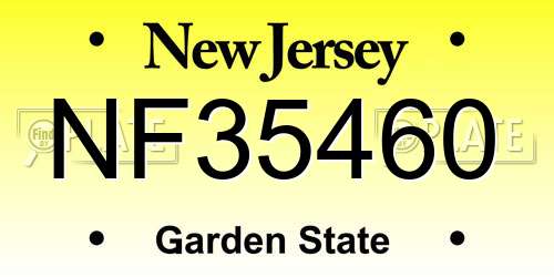 NF35460 New Jersey License Plate