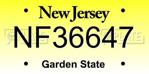 NF36647 New Jersey License Plate