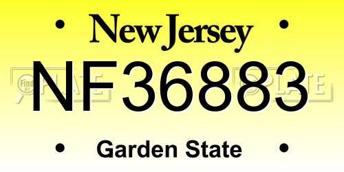 NF36883 New Jersey License Plate