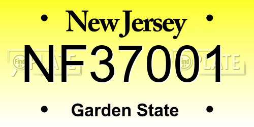 NF37001 New Jersey License Plate
