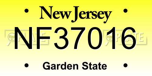 NF37016 New Jersey License Plate