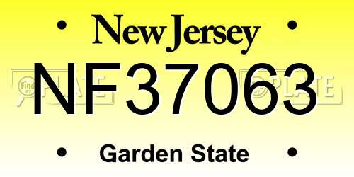 NF37063 New Jersey License Plate