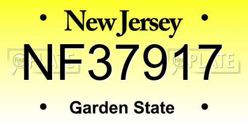 NF37917 New Jersey License Plate