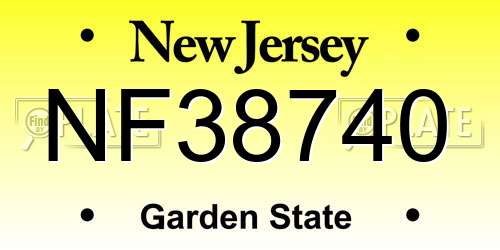 NF38740 New Jersey License Plate