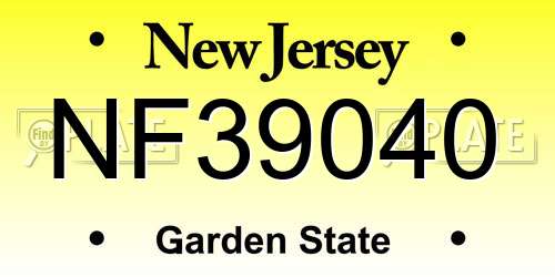 NF39040 New Jersey License Plate