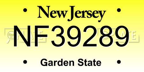 NF39289 New Jersey License Plate