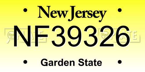 NF39326 New Jersey License Plate