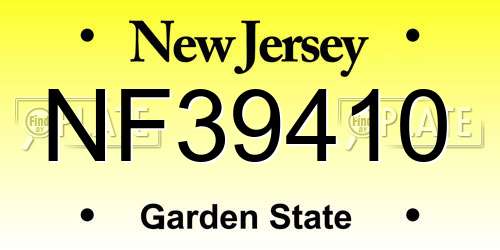 NF39410 New Jersey License Plate