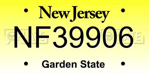 NF39906 New Jersey License Plate
