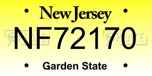 NF72170 New Jersey License Plate