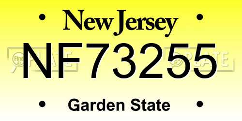 NF73255 New Jersey License Plate