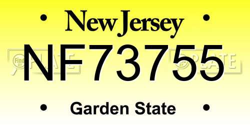 NF73755 New Jersey License Plate