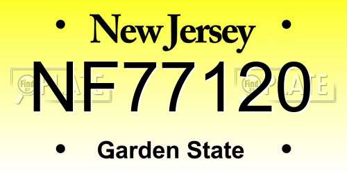 NF77120 New Jersey License Plate